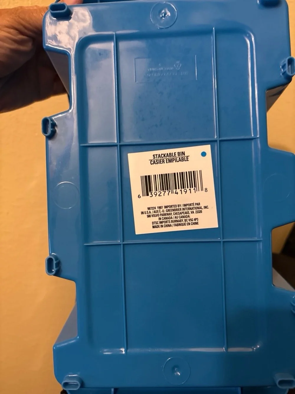 Blue Plastic Storage Bin - Home Organization